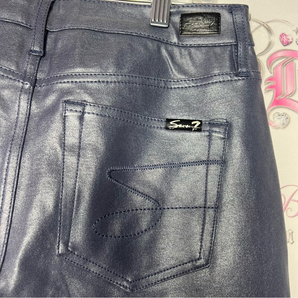 Seven7 Womens Coated Ponte Pant blue iris grey brand new with tags pants shiny - Picture 7 of 9